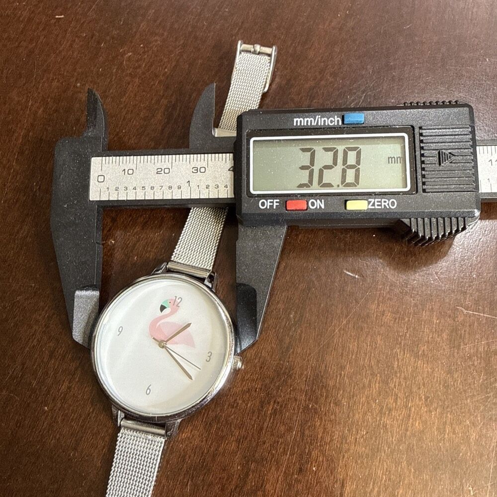 Flamingo Watch With Silver Mesh Band, New Battery Runs Great - Picture 5 of 5
